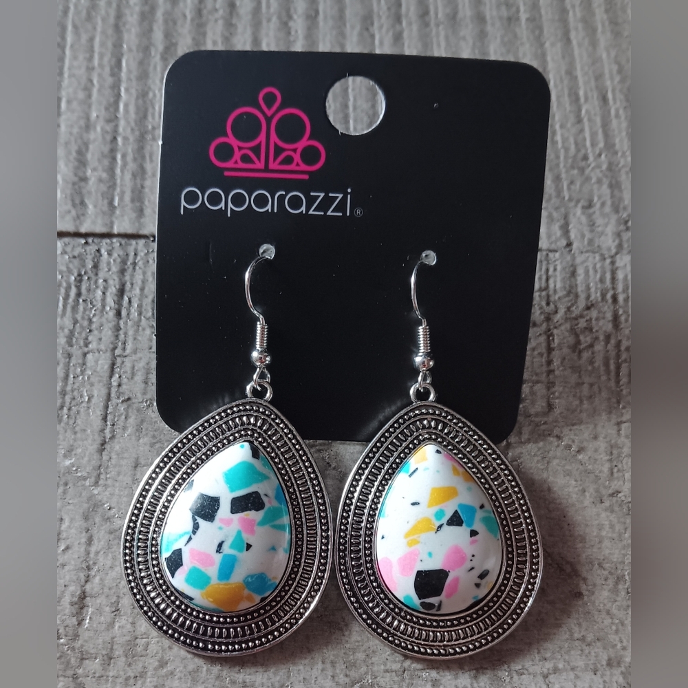 Paparazzi Teardrop Earrings with Multicolor Design